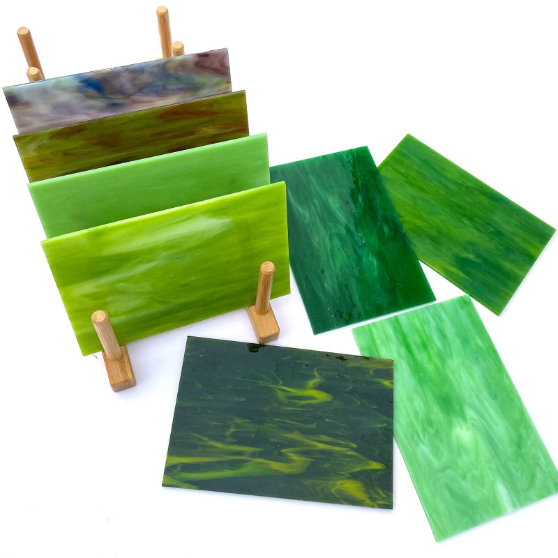 LITMIND 8 Sheets Vibrant Green Stained Glass Sheets Variety Pack, 4 x 6 Inch Cathedral Art Glass, Mosaic Supplies for Crafts and DIY Projects - Image 3